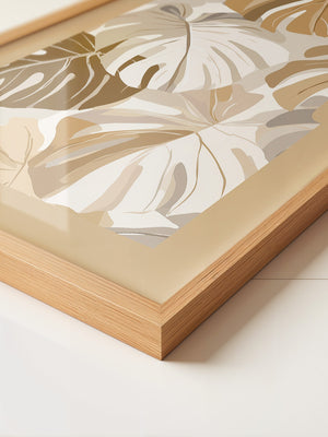 Monstera Blätter Beige Töne