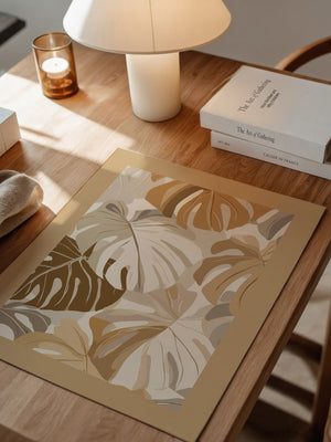 Monstera Blätter Beige Töne