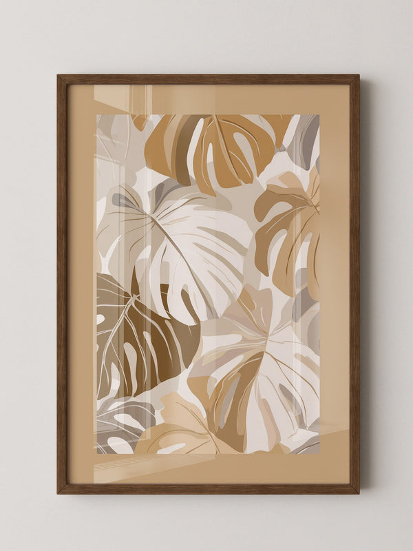 Monstera Blätter Beige Töne