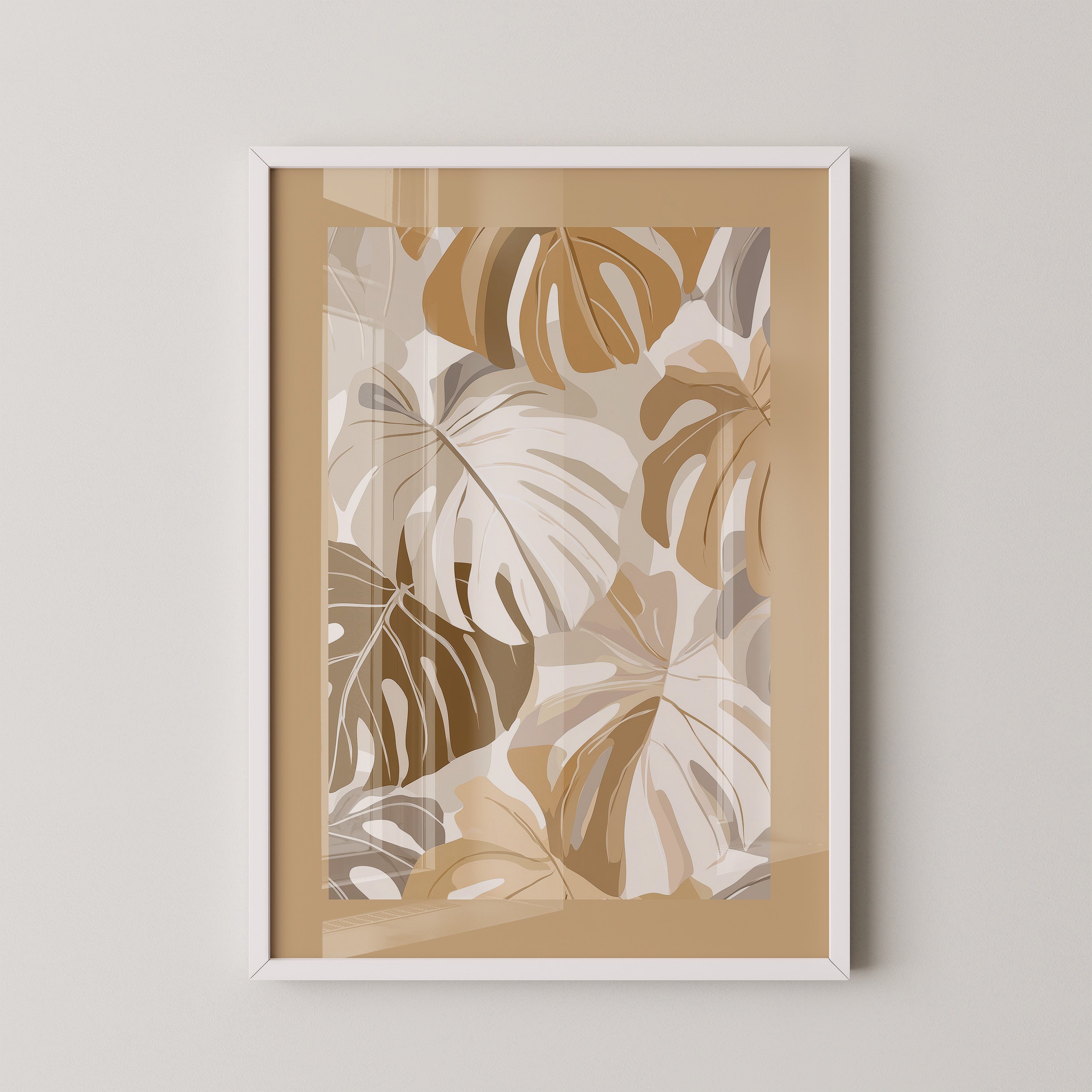 Monstera Blätter Beige Töne
