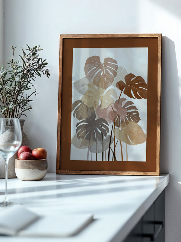 Monstera Blätter Erdtöne