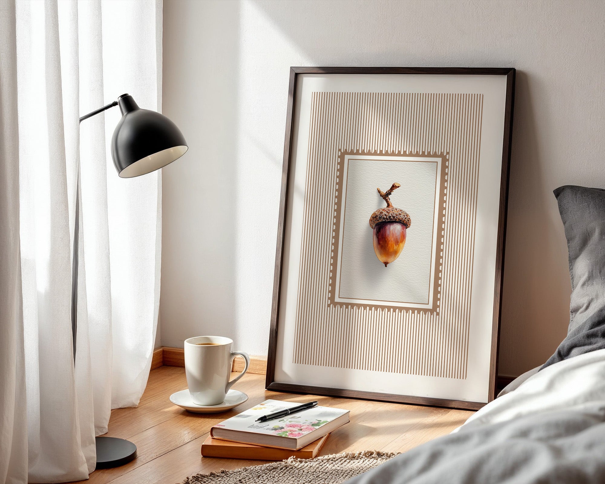 Eichel auf Streifenmuster