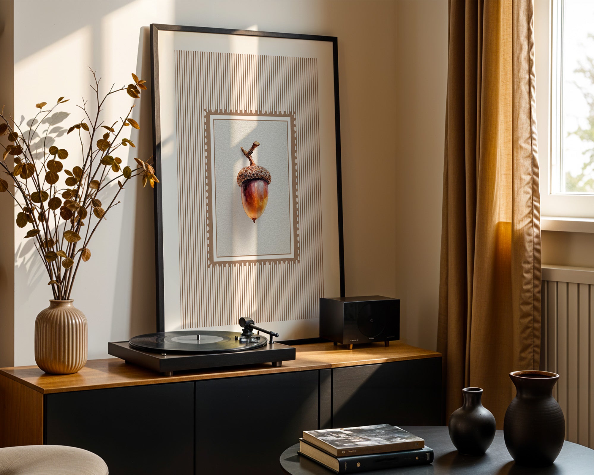 Eichel auf Streifenmuster