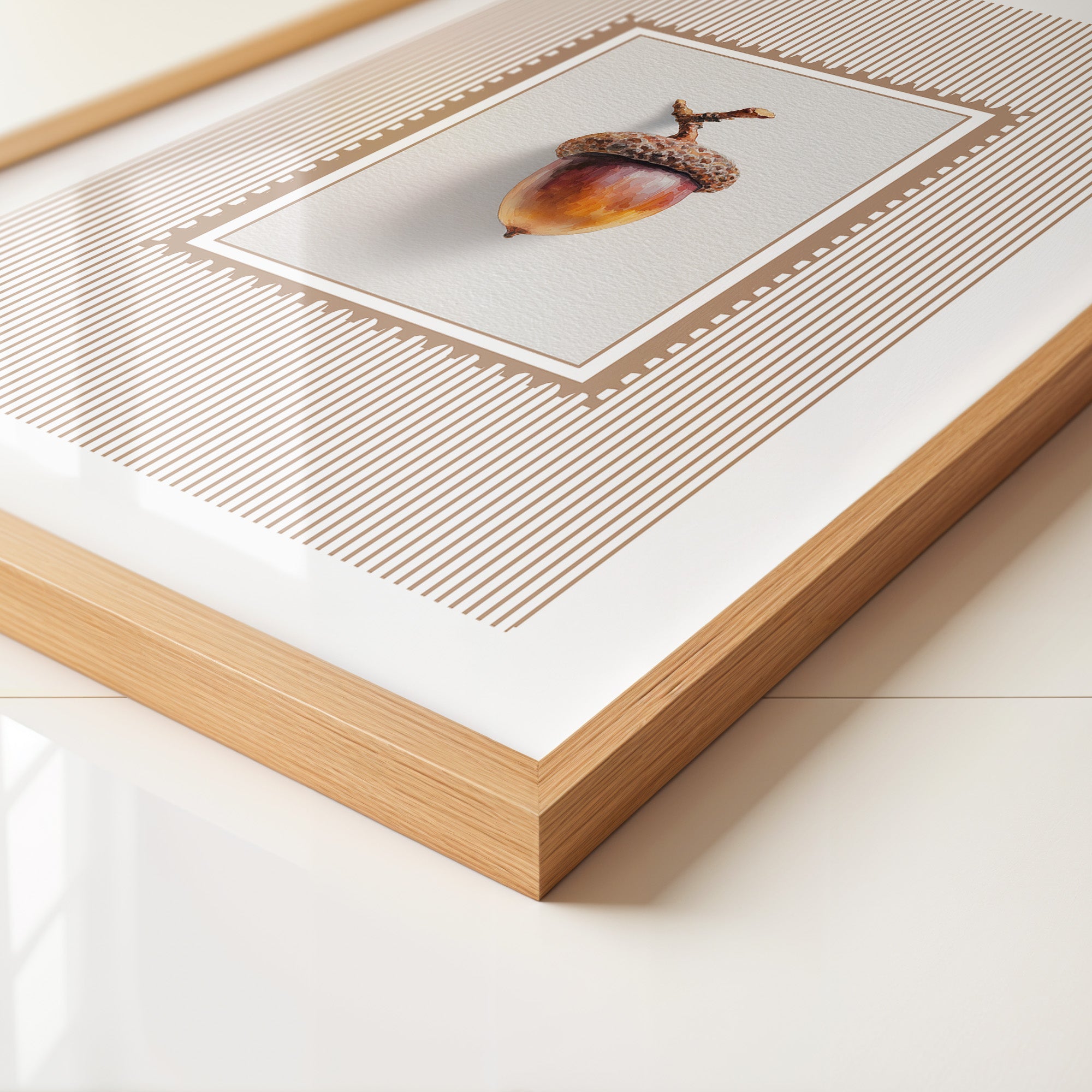 Eichel auf Streifenmuster