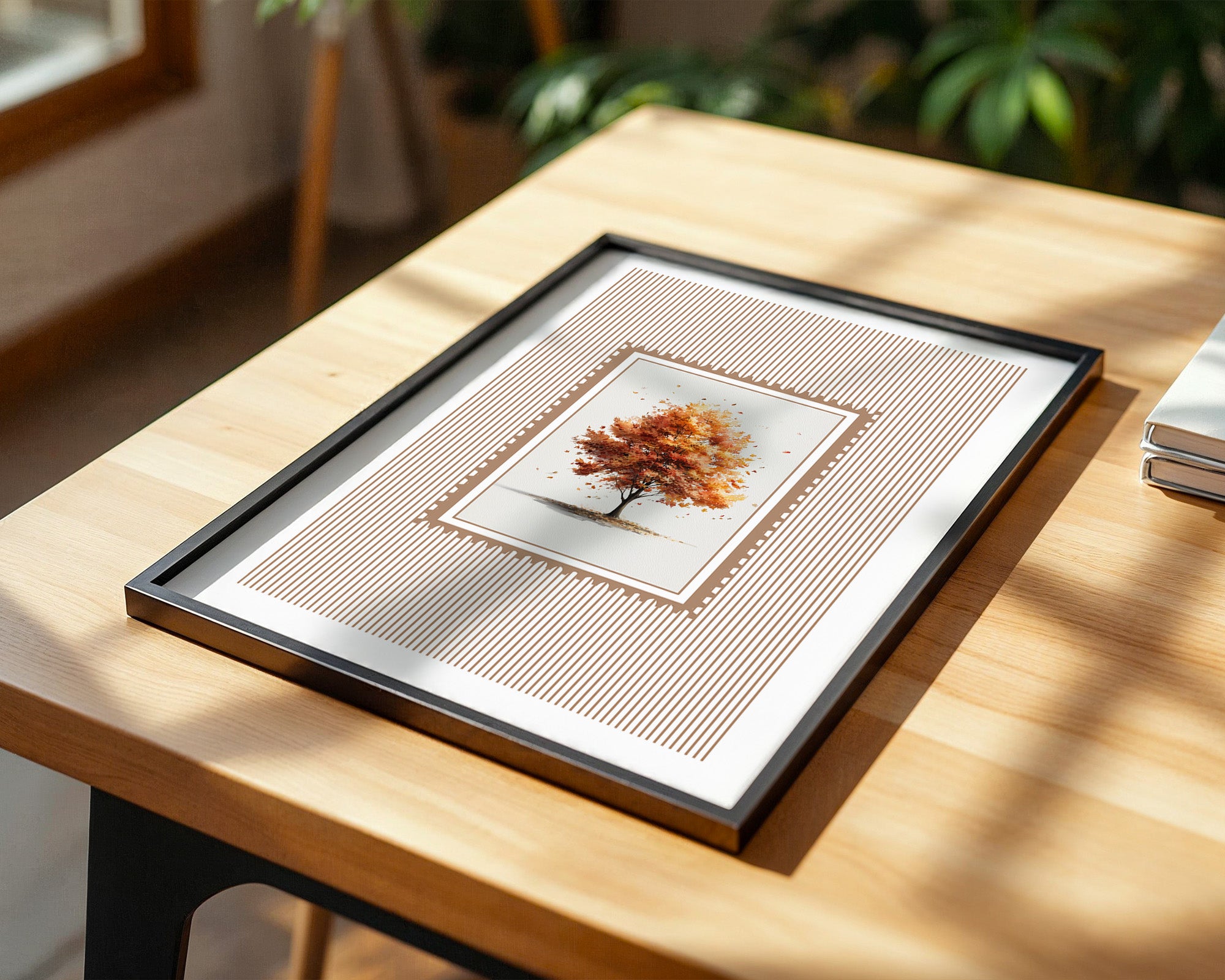 Baum Herbst Blätter Aquarell Stil