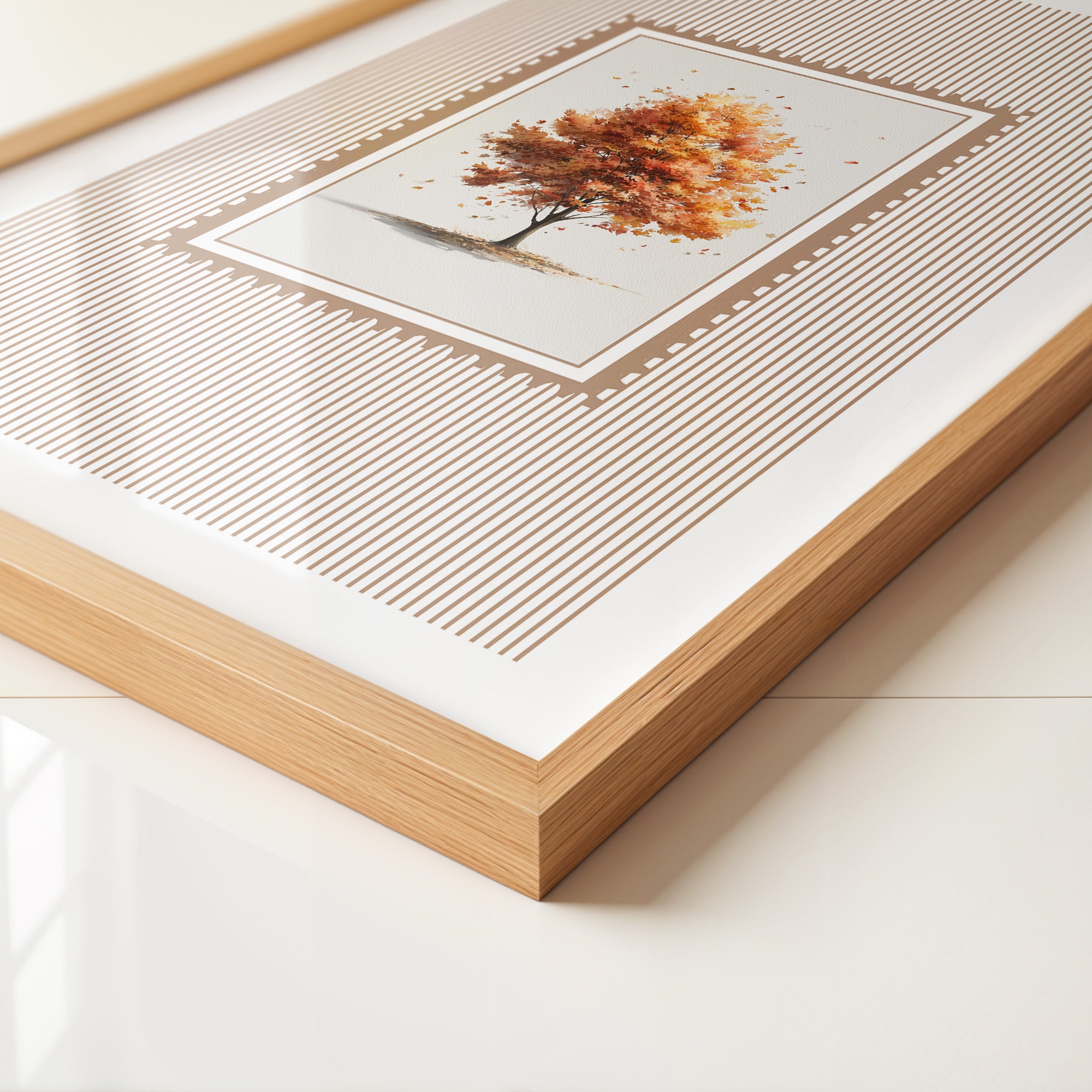 Baum Herbst Blätter Aquarell Stil