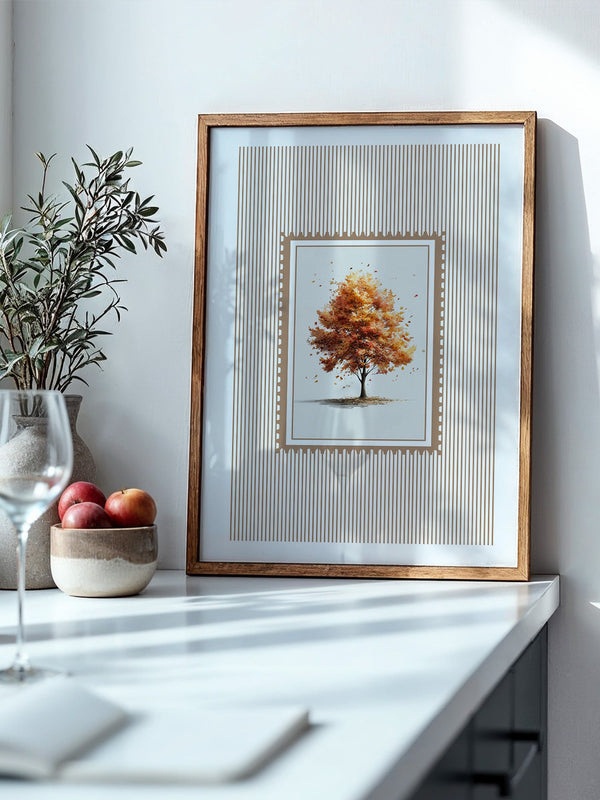 Baum Herbst Blätter Aquarell Stil