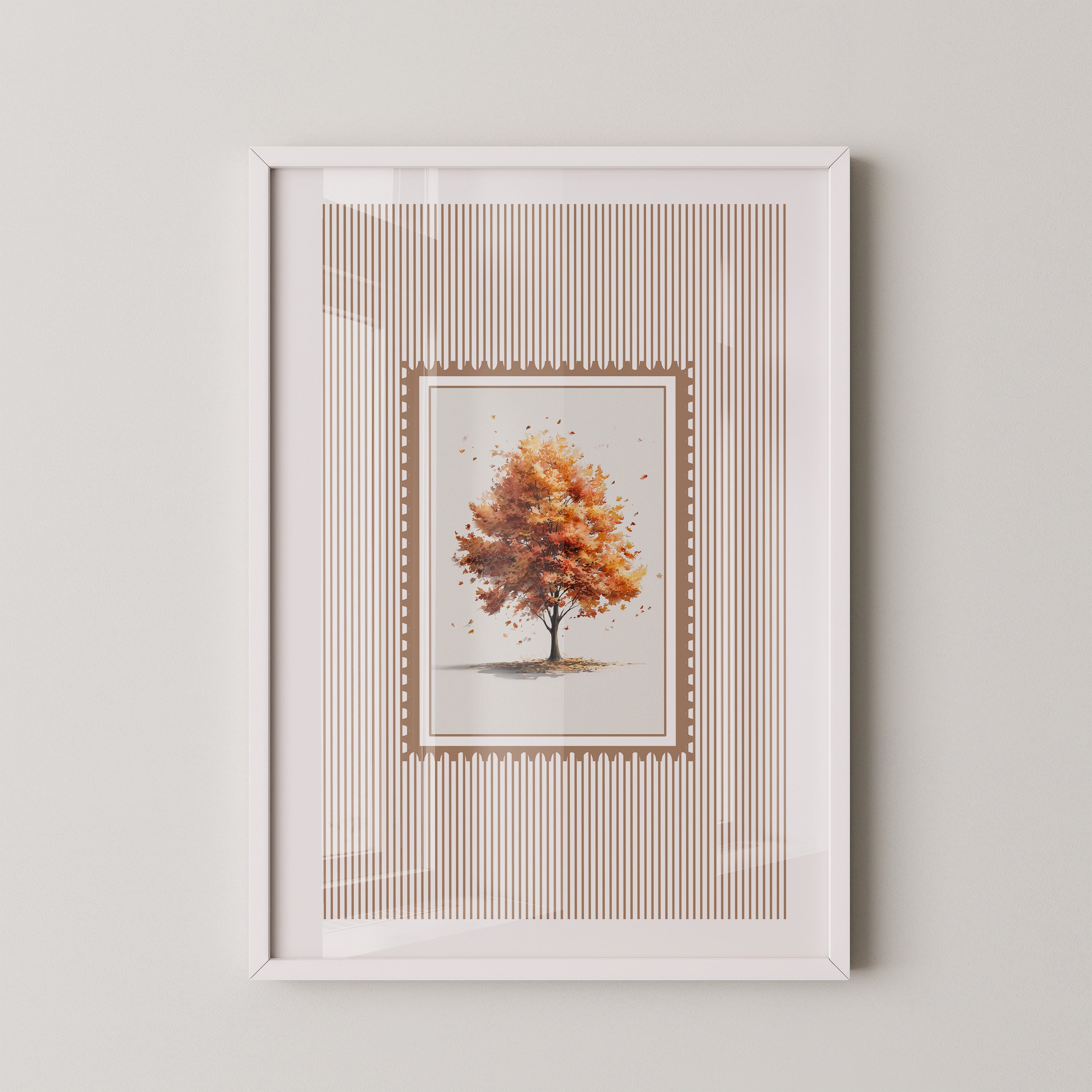 Baum Herbst Blätter Aquarell Stil