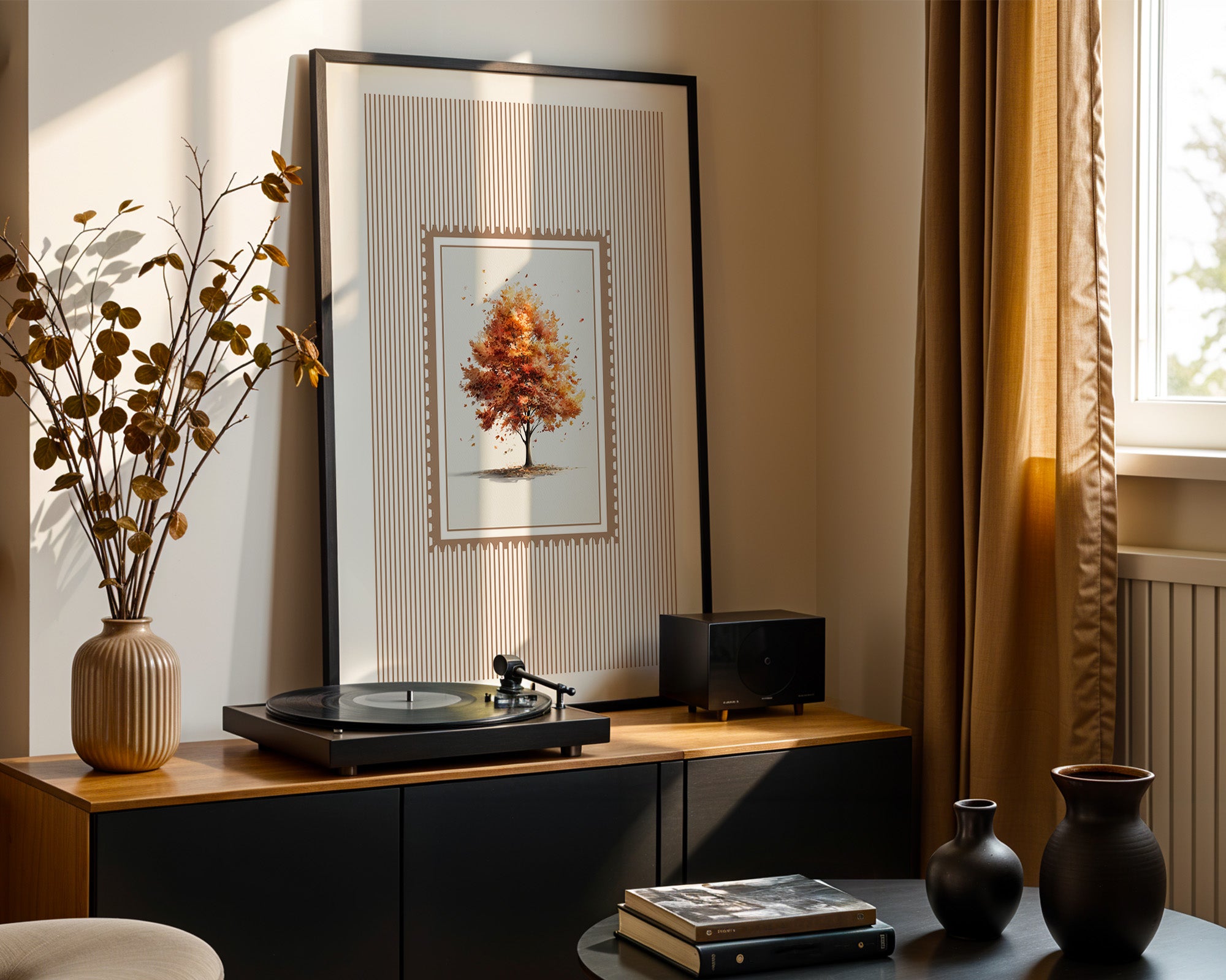 Baum Herbst Blätter Aquarell Stil