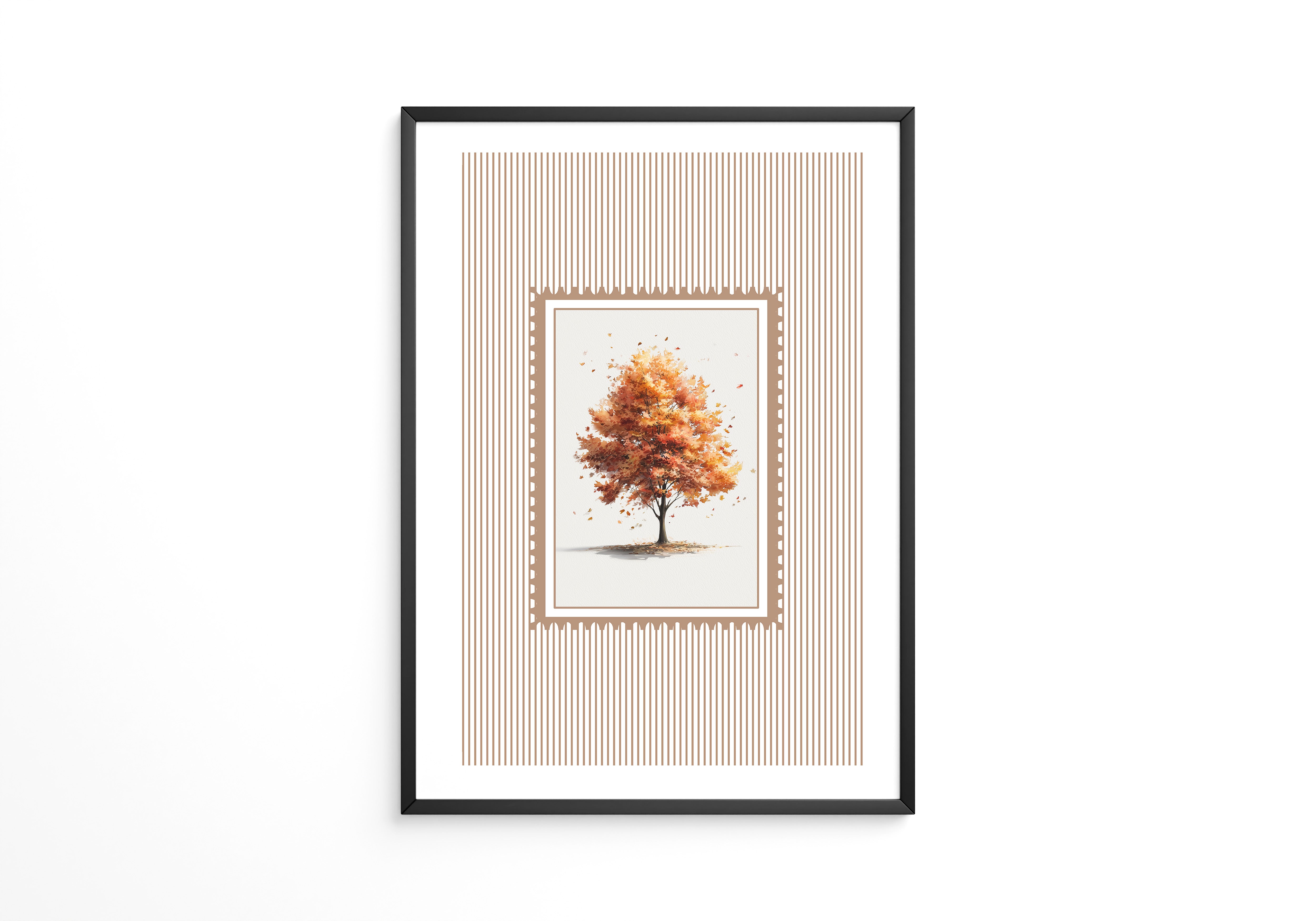 Baum Herbst Blätter Aquarell Stil