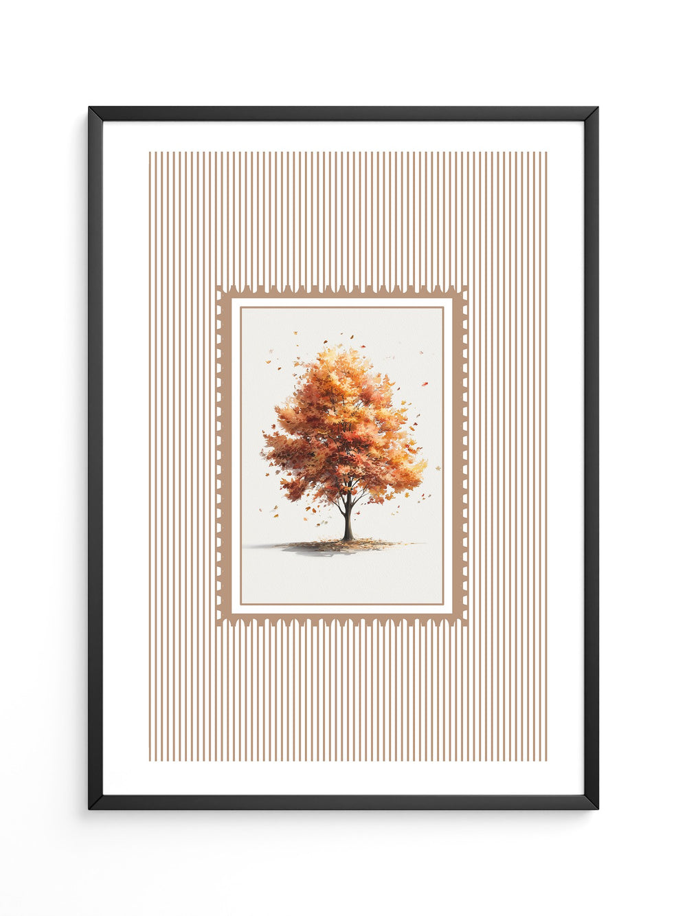 Baum Herbst Blätter Aquarell Stil