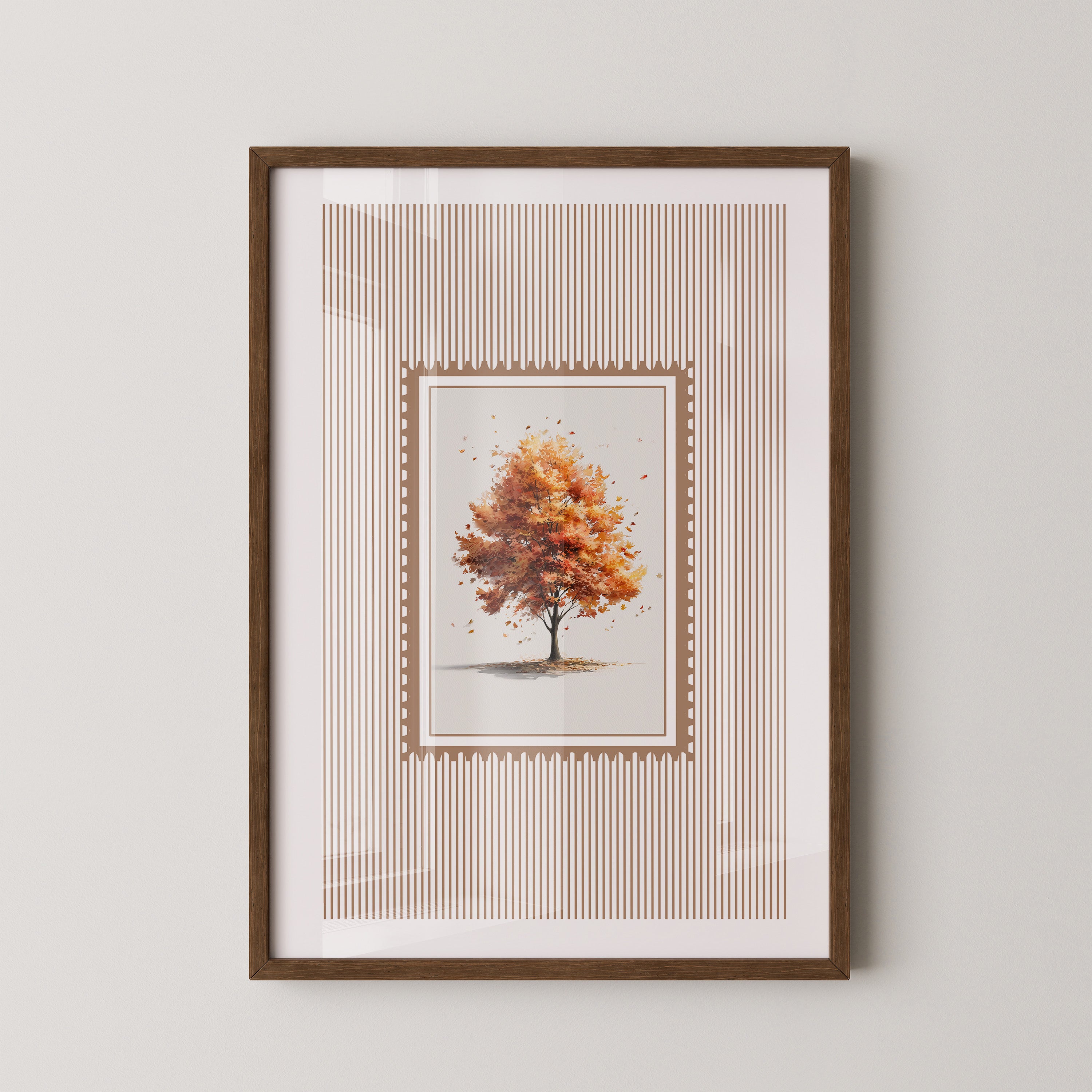 Baum Herbst Blätter Aquarell Stil