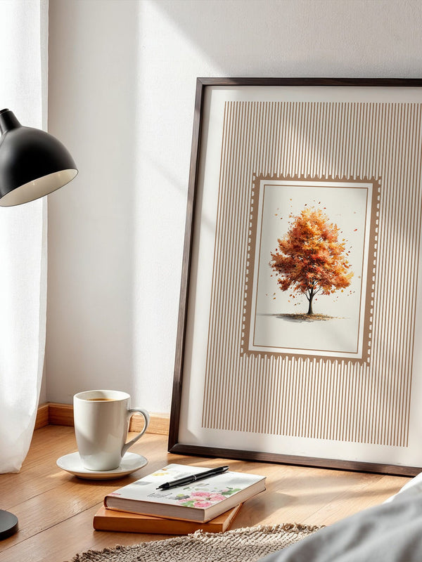 Baum Herbst Blätter Aquarell Stil