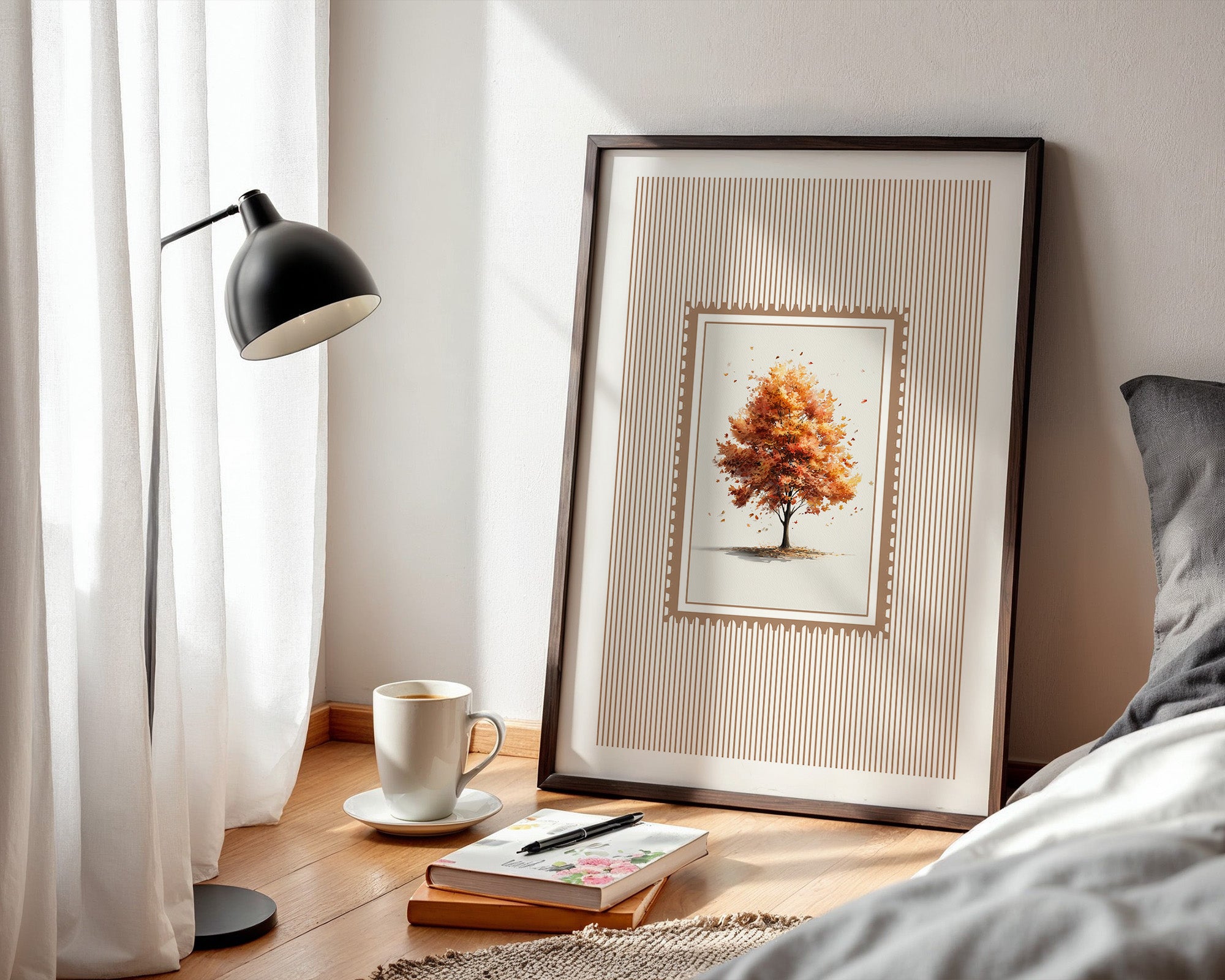 Baum Herbst Blätter Aquarell Stil