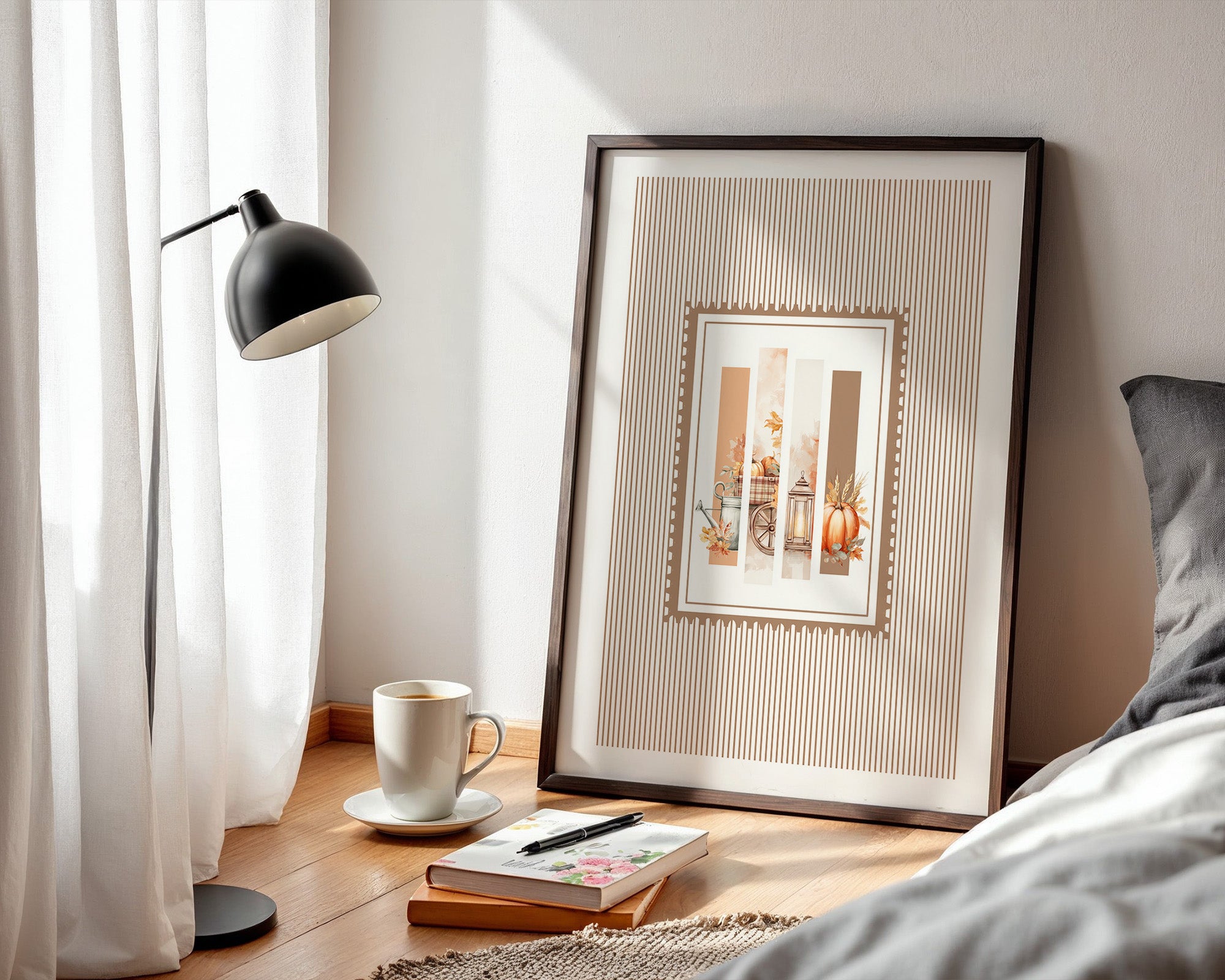 Herbst Kürbis Streifenmuster Rustikal