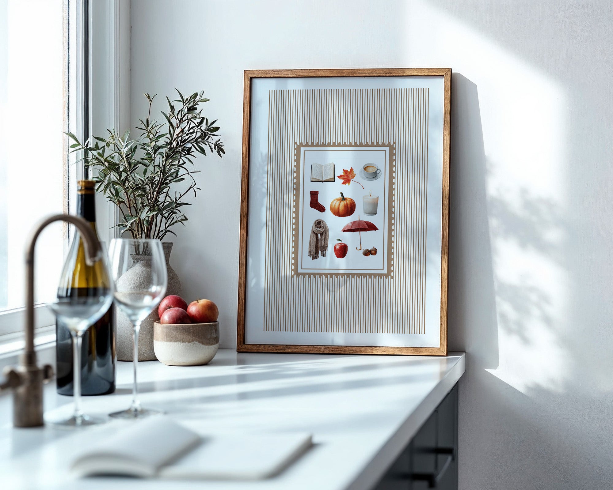 Herbst Symbole Collage Retro