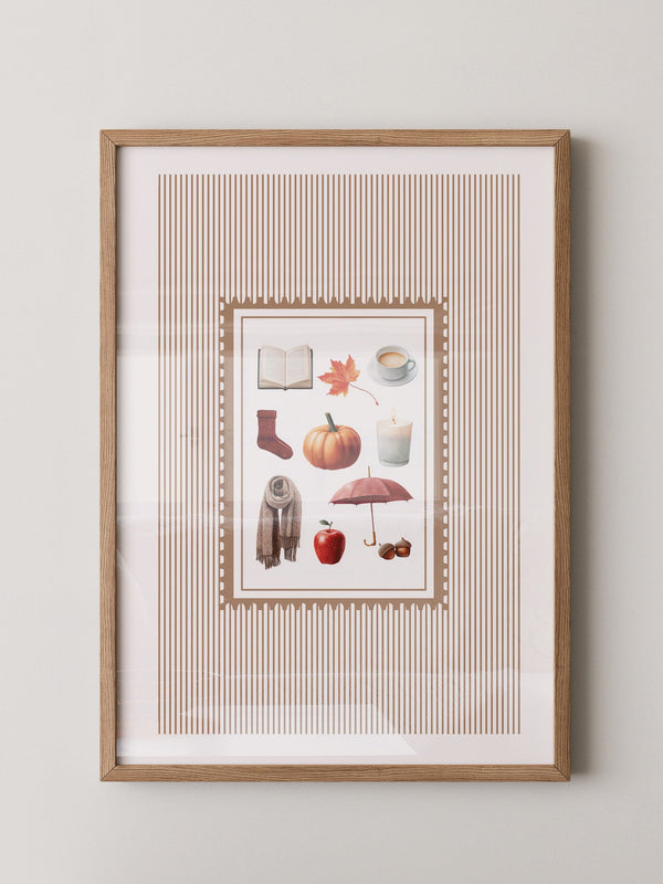 Herbst Symbole Collage Retro