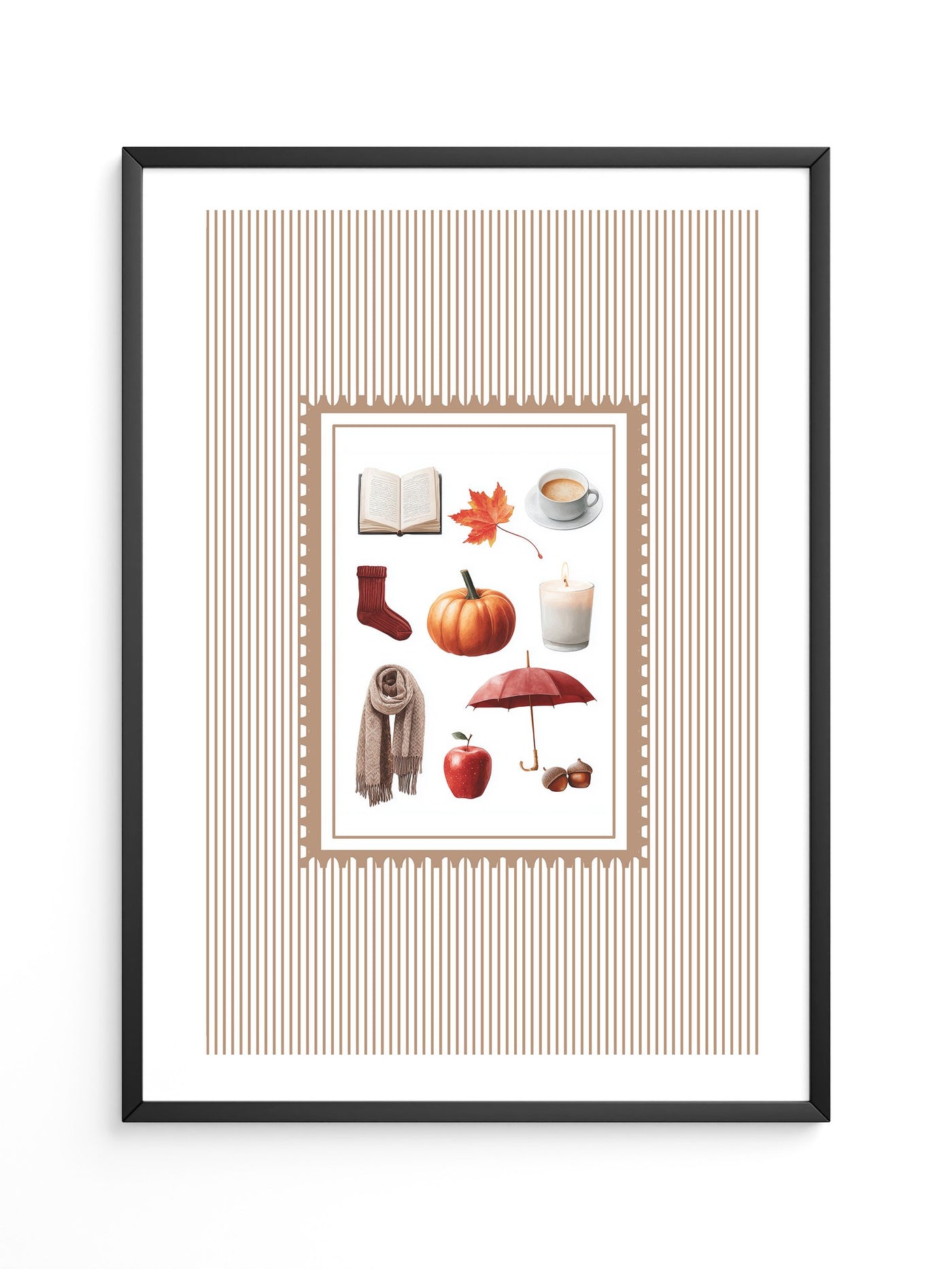 Herbst Symbole Collage Retro