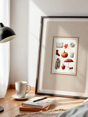 Herbst Symbole Collage Retro