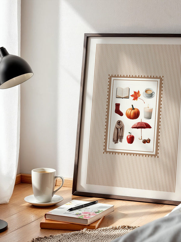 Herbst Symbole Collage Retro