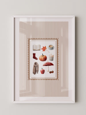 Herbst Symbole Collage Retro