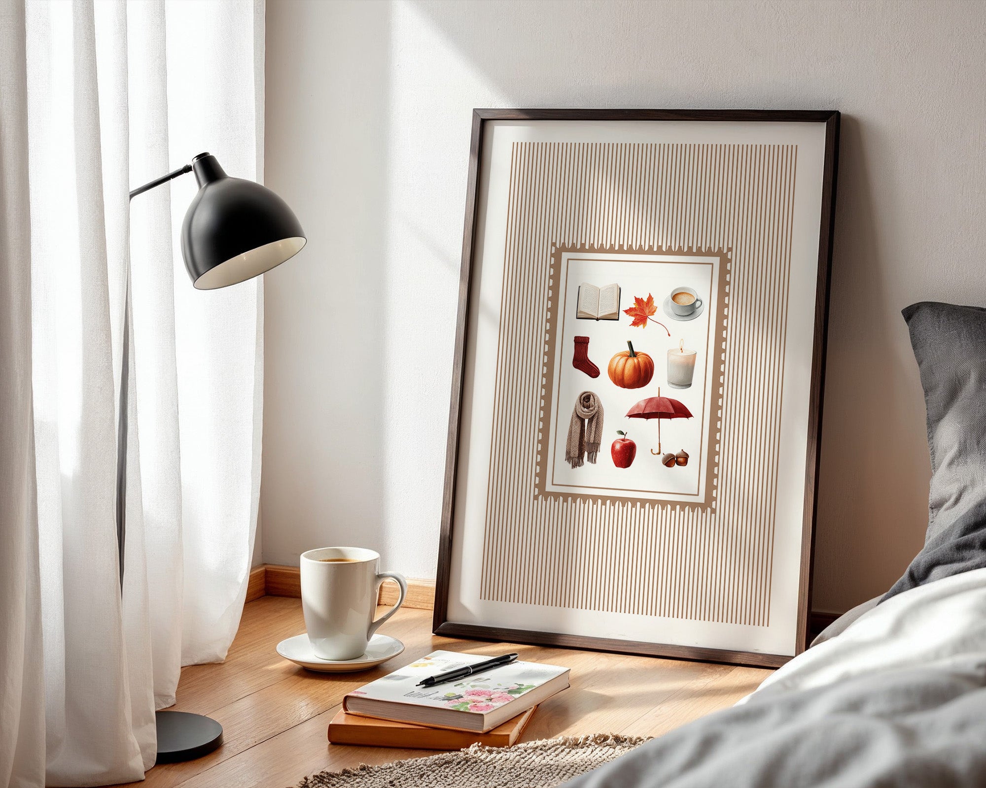 Herbst Symbole Collage Retro