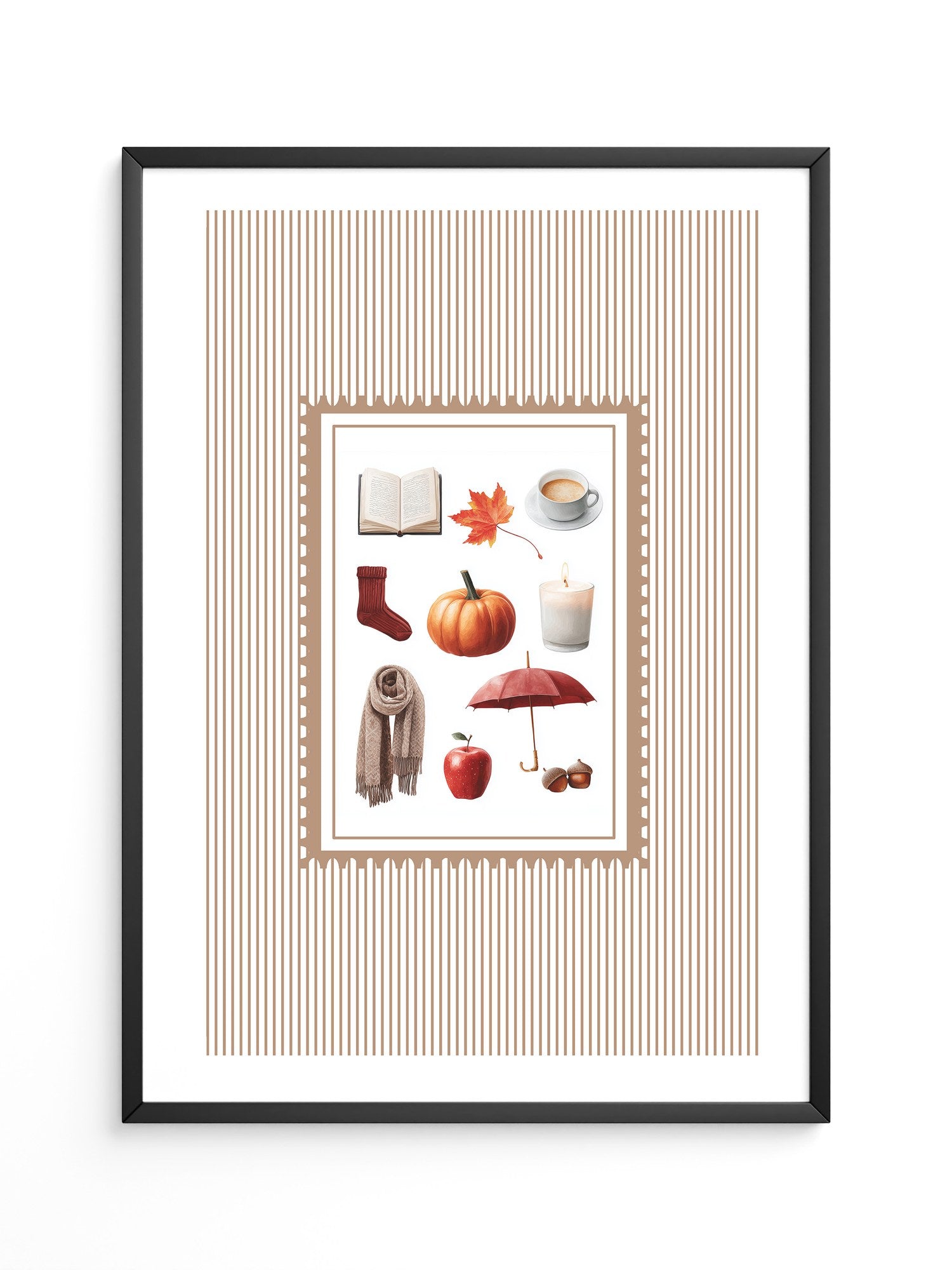 Herbst Symbole Collage Retro