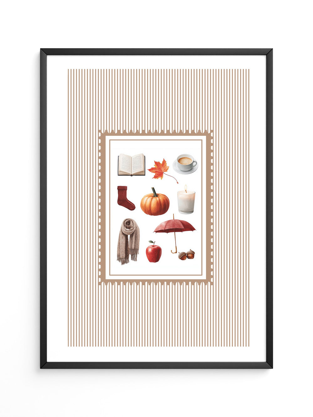Herbst Symbole Collage Retro