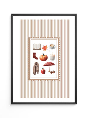 Herbst Symbole Collage Retro