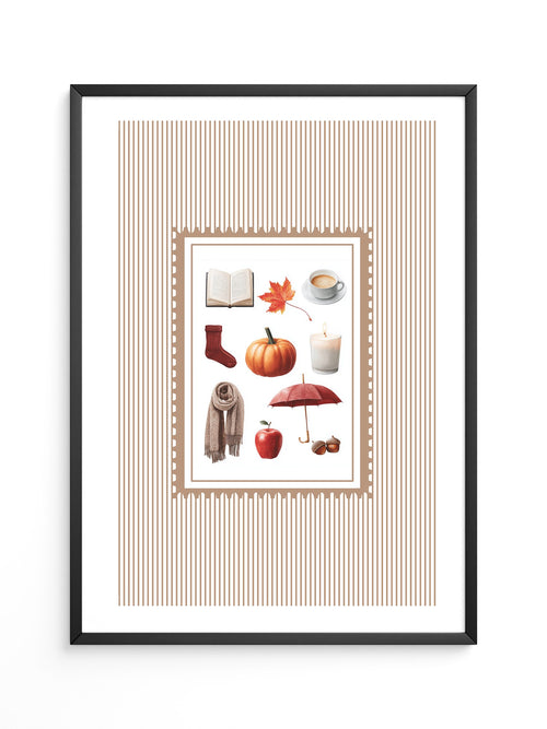 Herbst Symbole Collage Retro