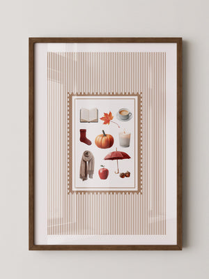 Herbst Symbole Collage Retro