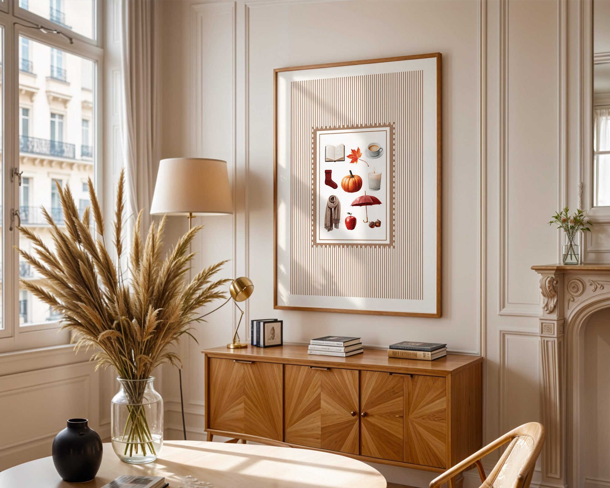 Herbst Symbole Collage Retro