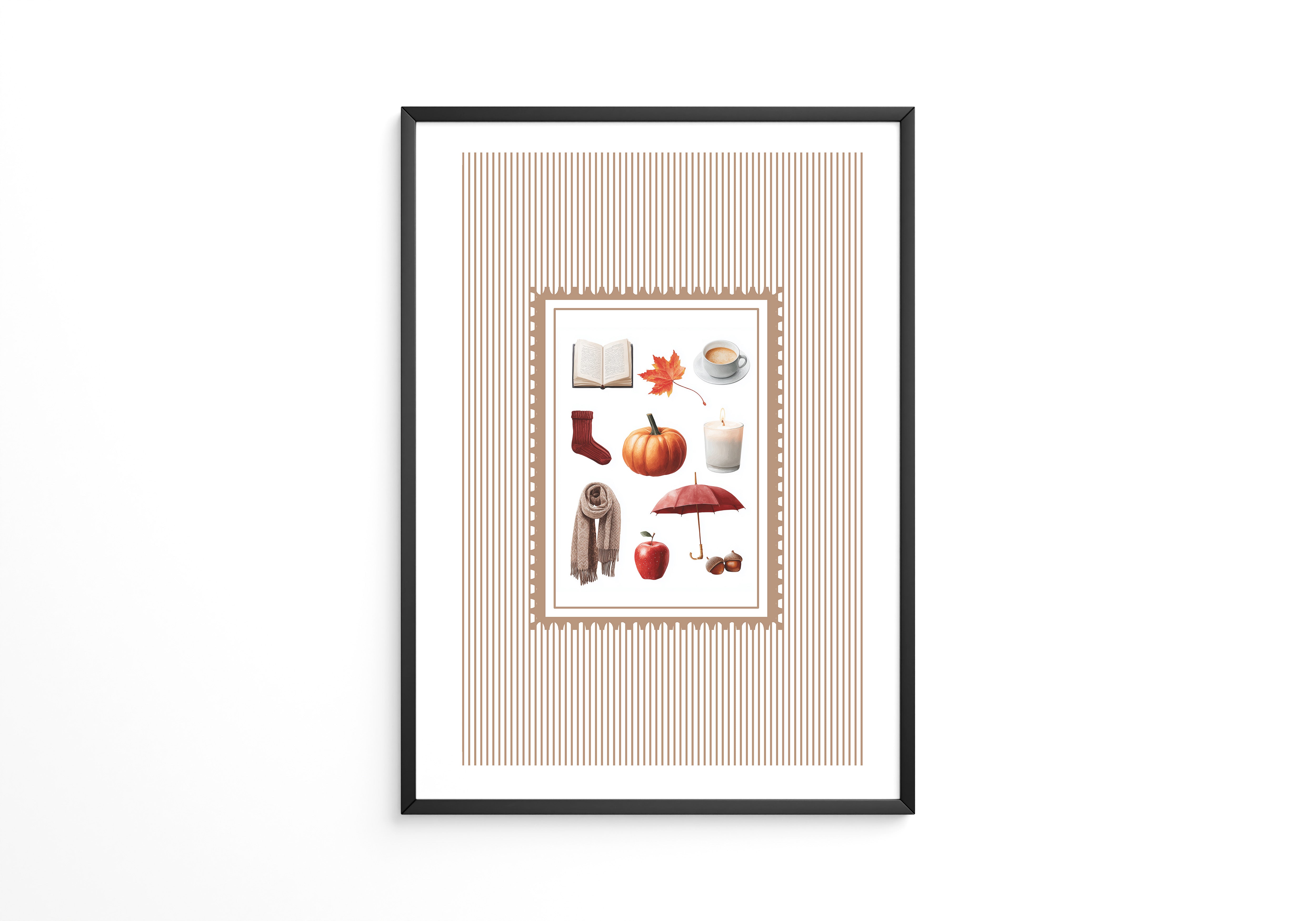 Herbst Symbole Collage Retro