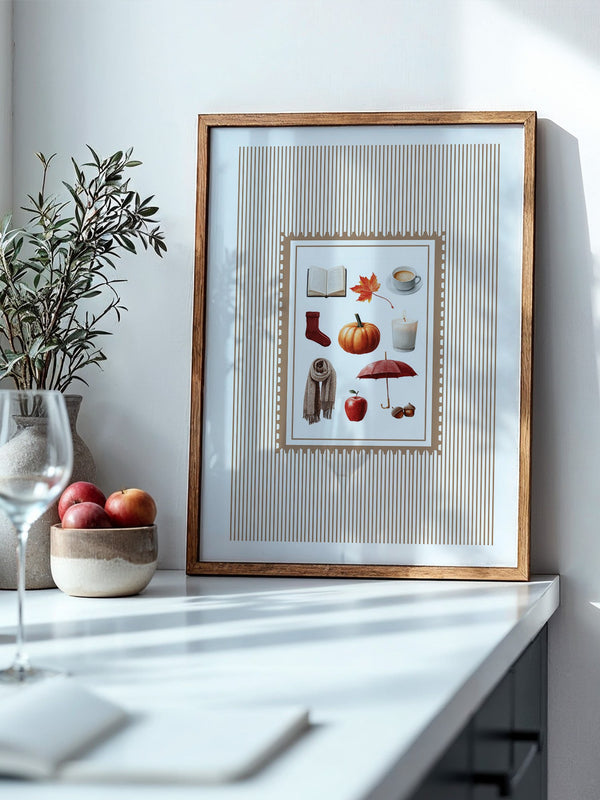 Herbst Symbole Collage Retro