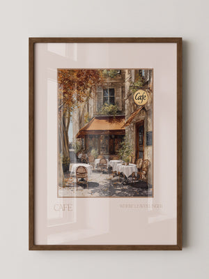 Herbstliches Café Straßenszene