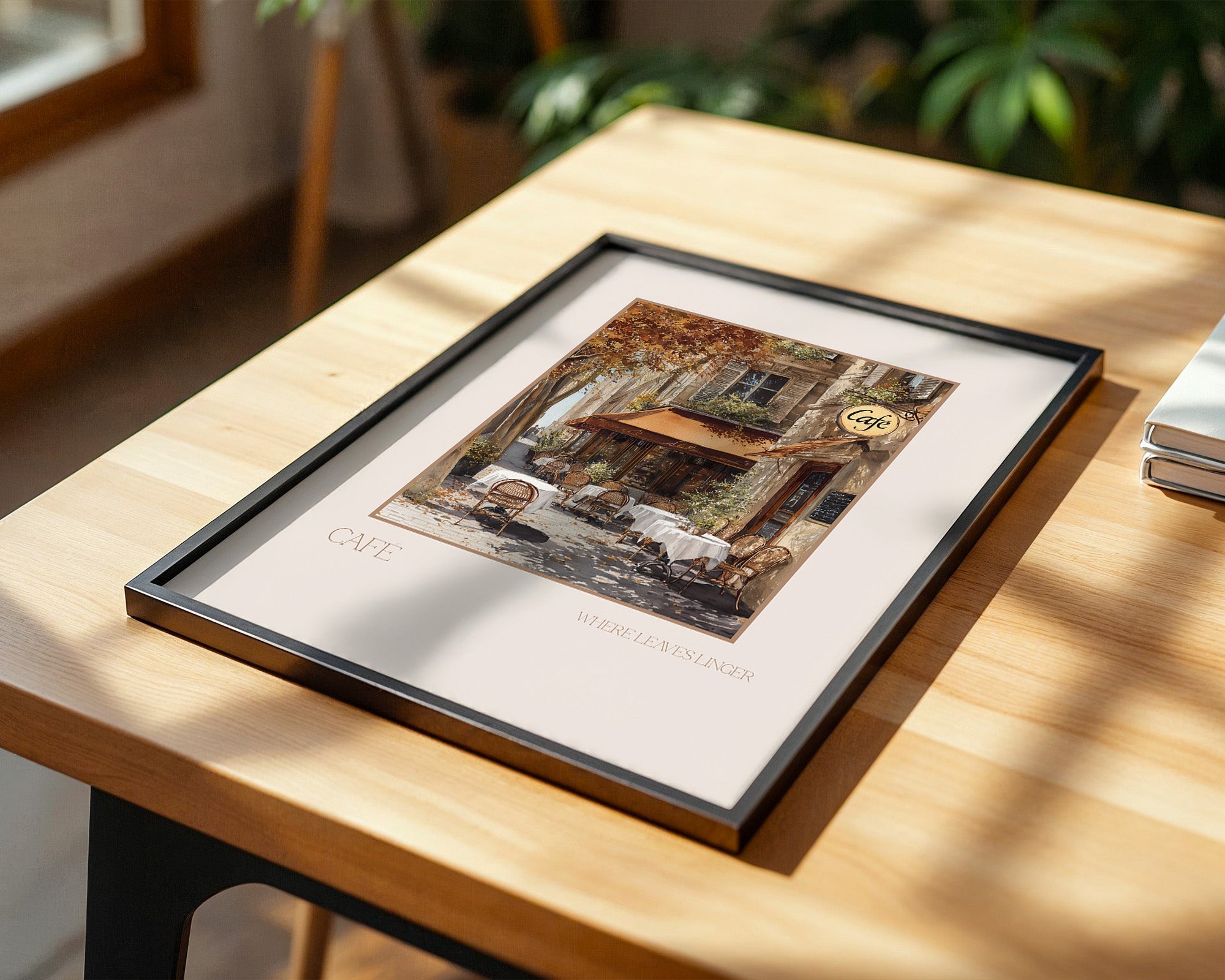 Herbstliches Café Straßenszene