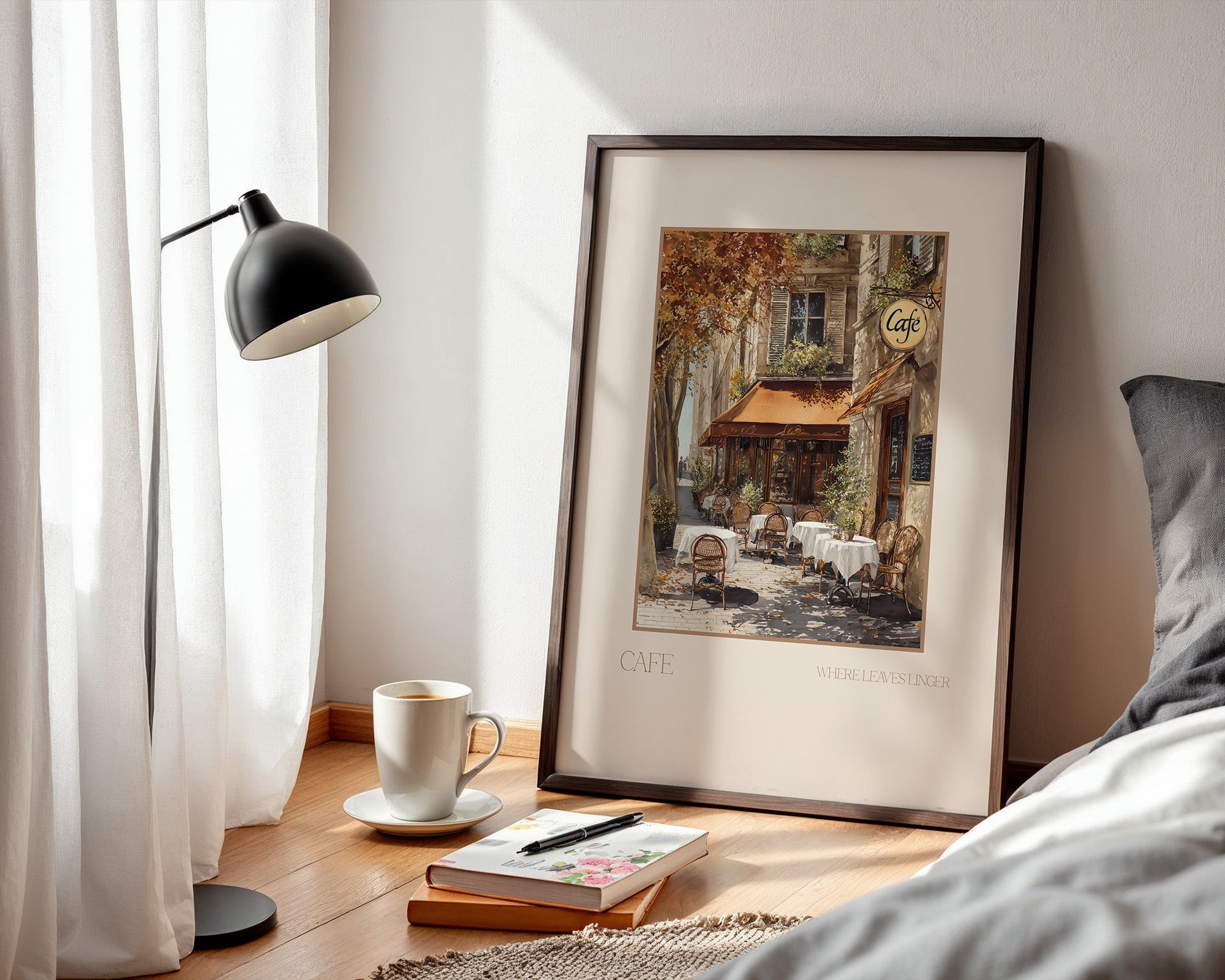 Herbstliches Café Straßenszene