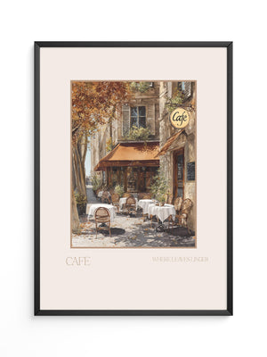 Herbstliches Café Straßenszene