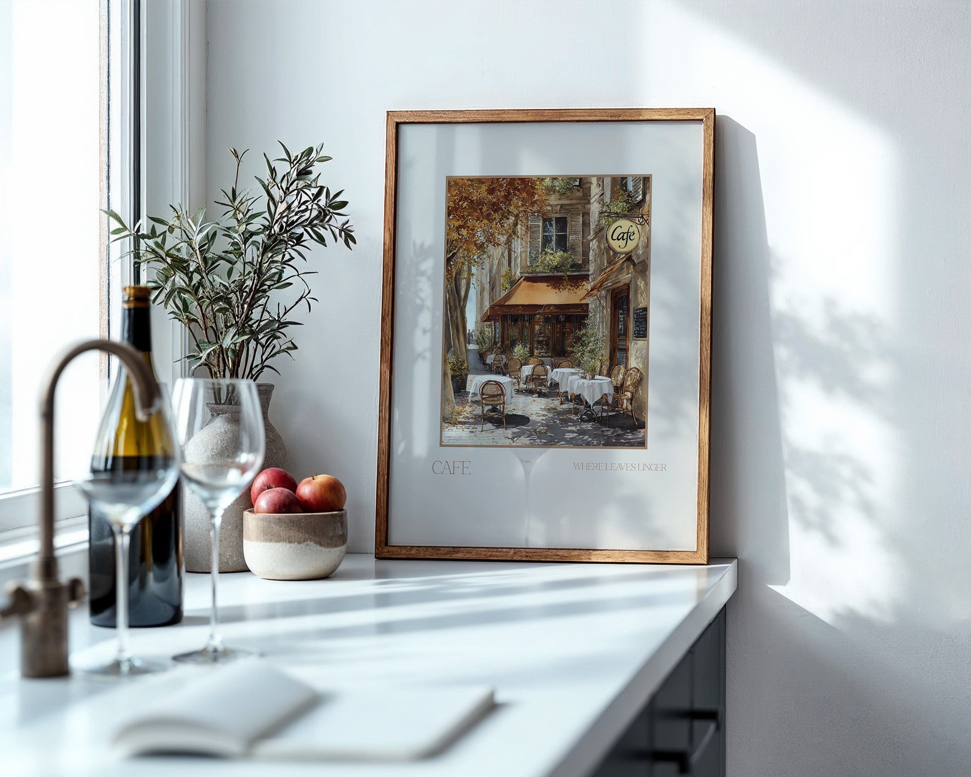 Herbstliches Café Straßenszene