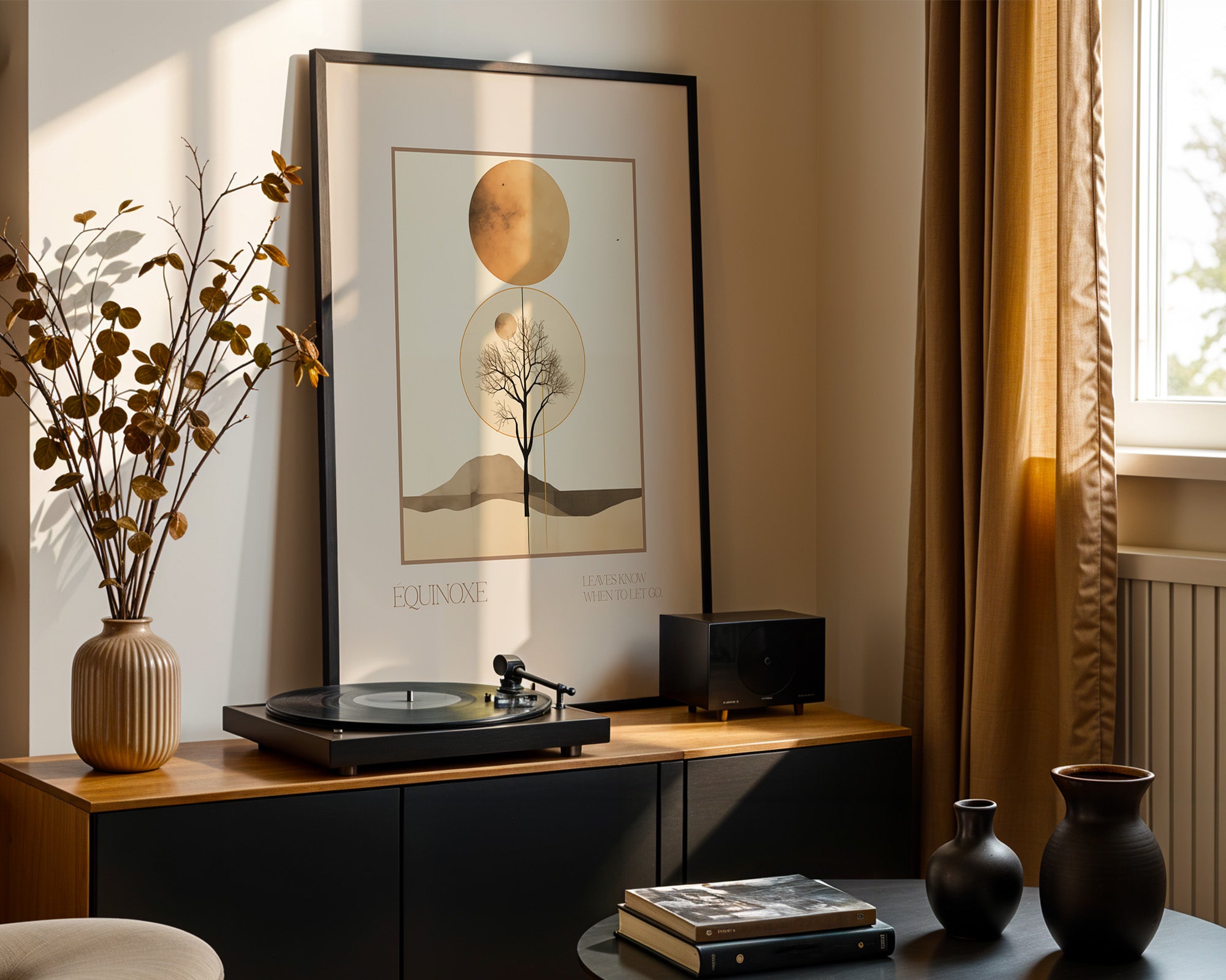 Baum Mond Geometrisch Braun