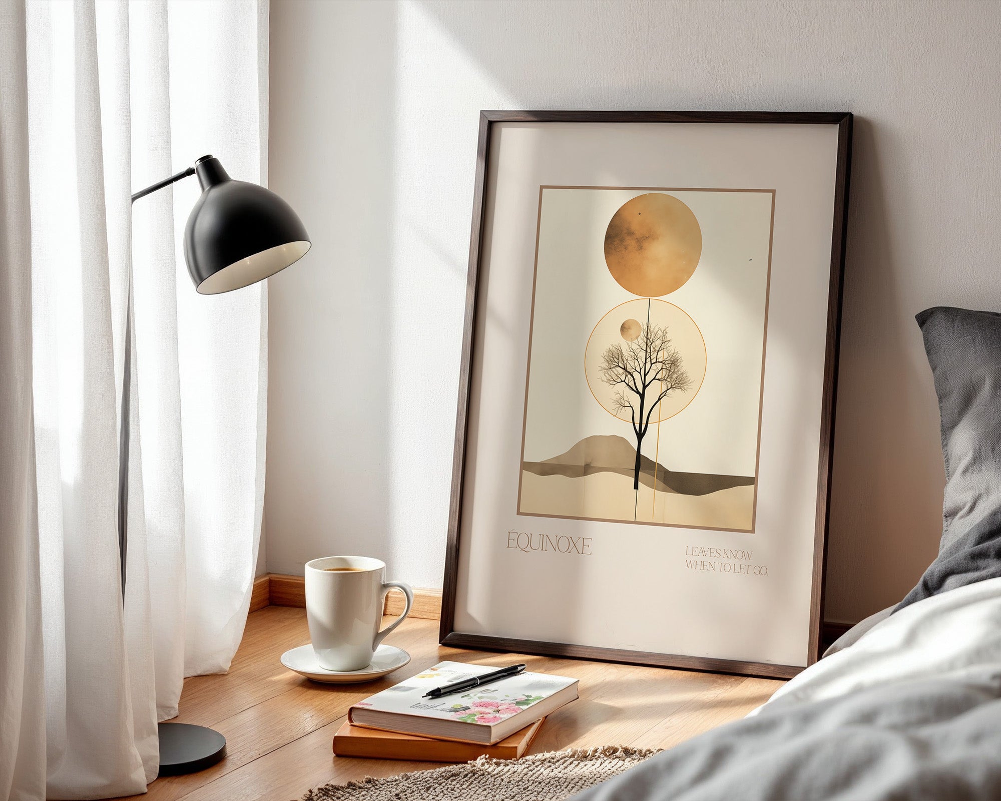 Baum Mond Geometrisch Braun