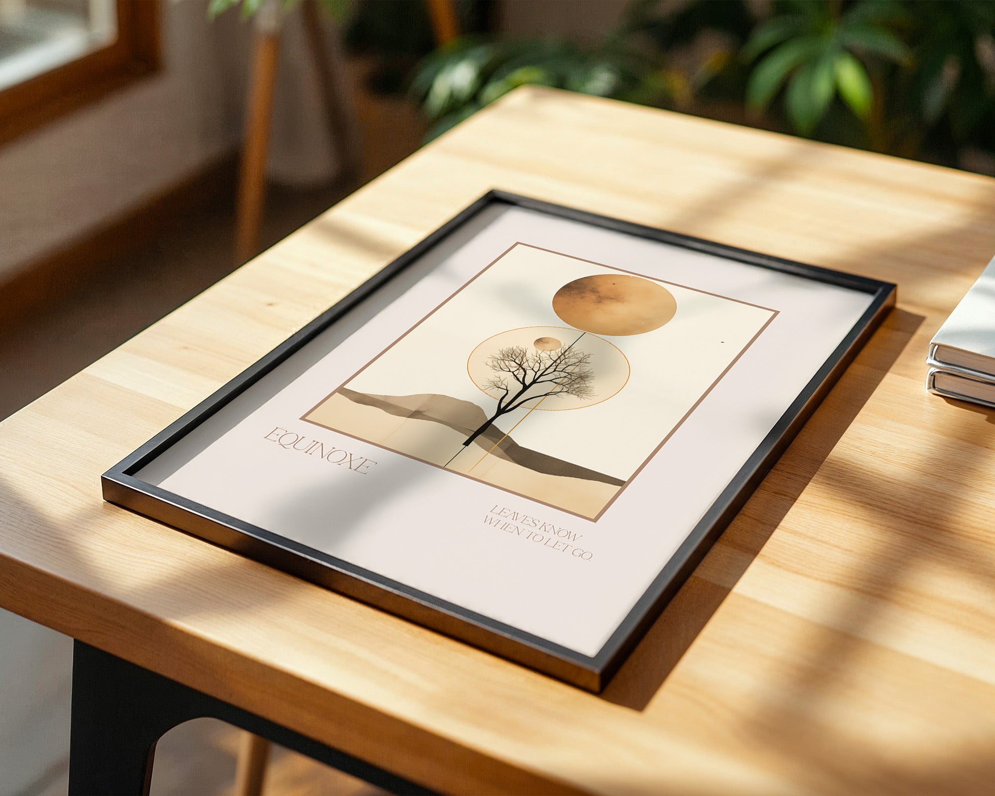 Baum Mond Geometrisch Braun