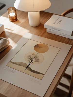 Baum Mond Geometrisch Braun