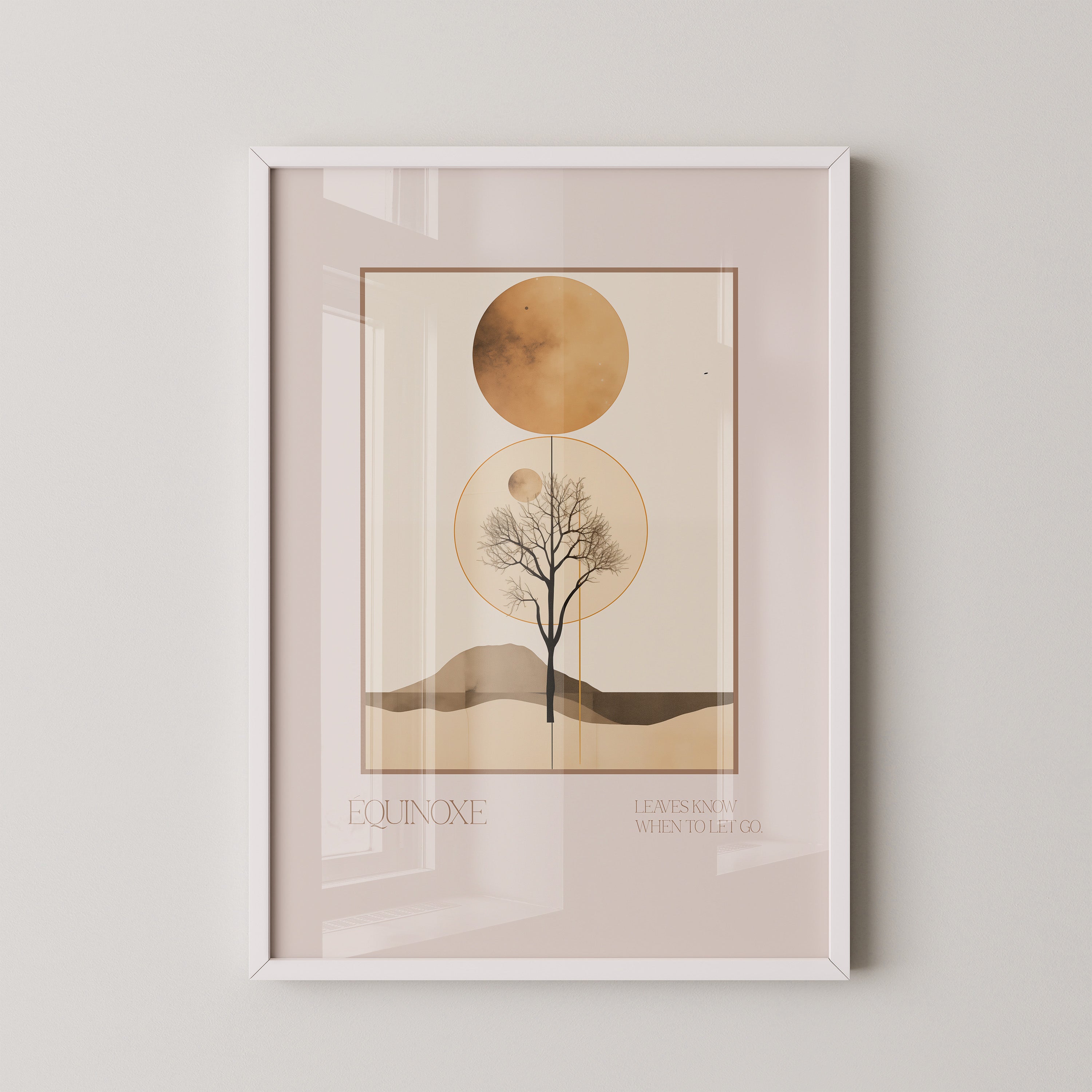 Baum Mond Geometrisch Braun