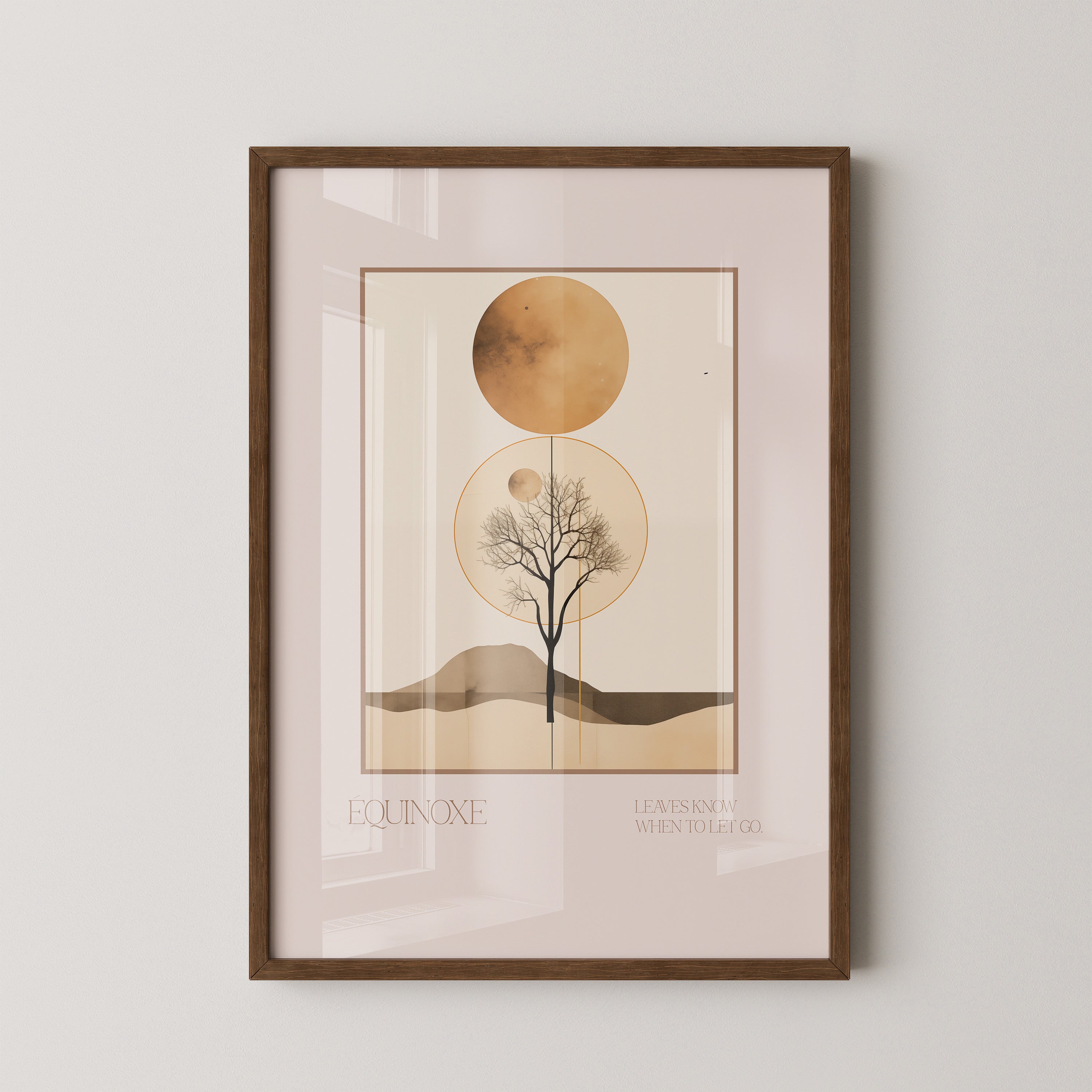 Baum Mond Geometrisch Braun