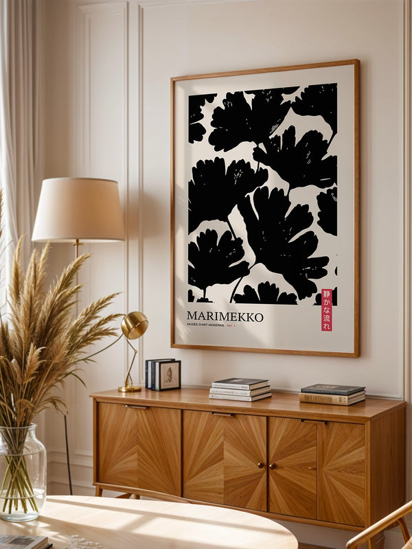 Schwarze Blumen Silhouette Retro