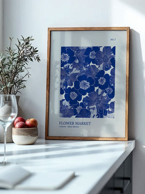 Blaue Blumen Vintage-Muster