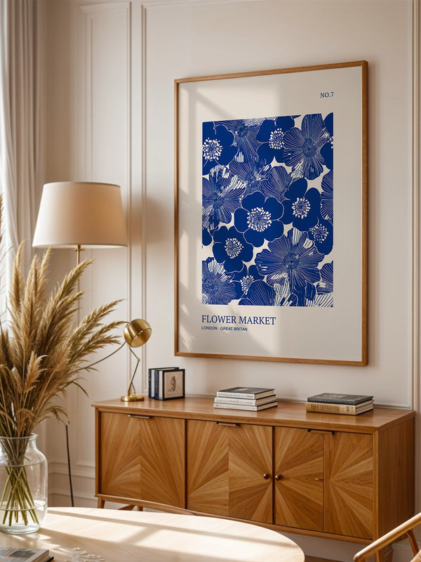 Blaue Blumen Vintage-Muster
