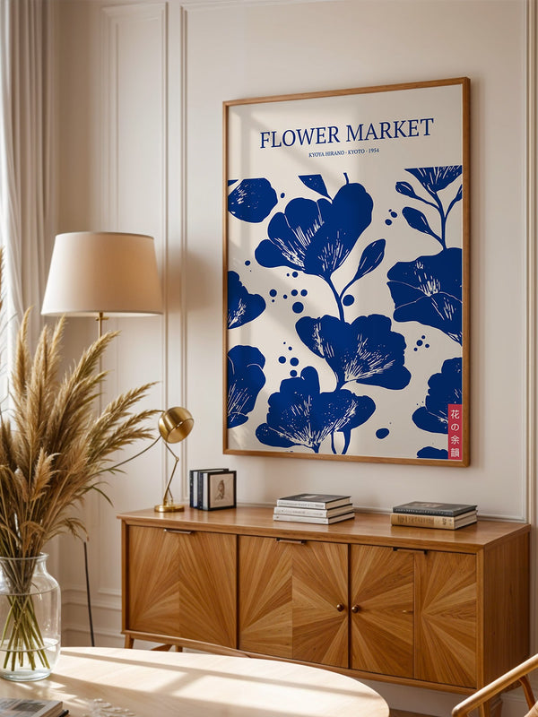 Blumen Blau Weiß Grafik