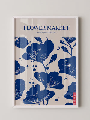 Blumen Blau Weiß Grafik